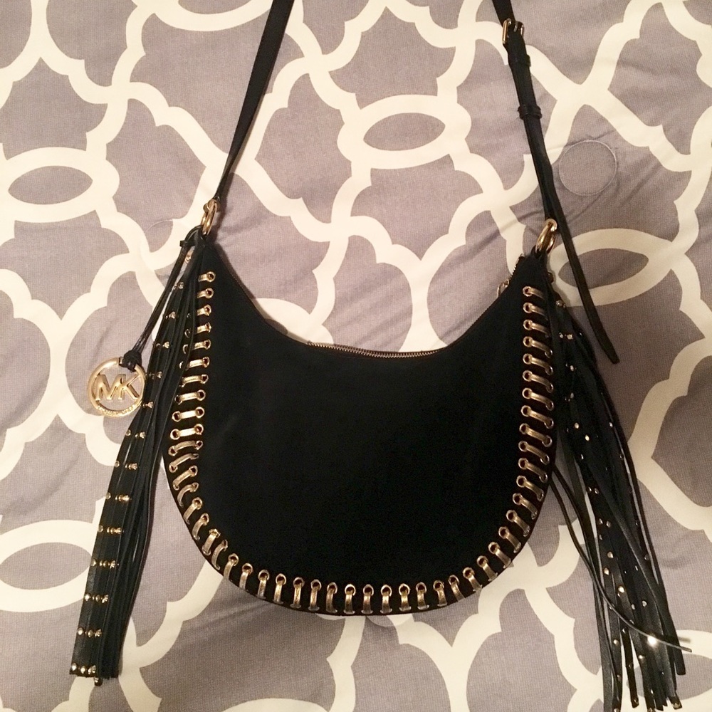 Michael Kors Black Suede Tassel Bag